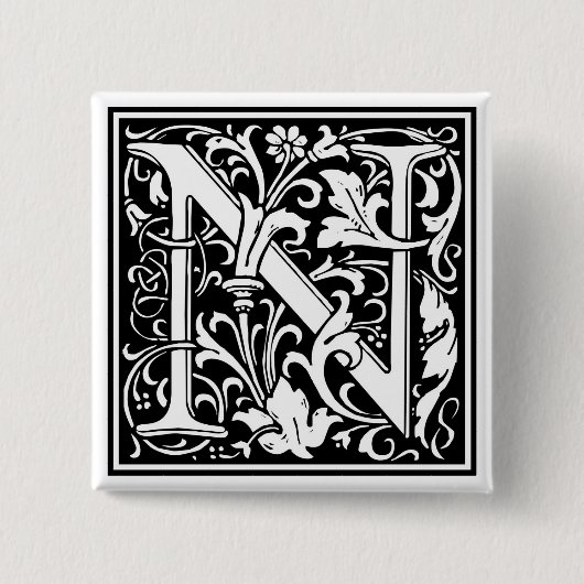 William Morris Alphabet "N" Button (Vorderseite)