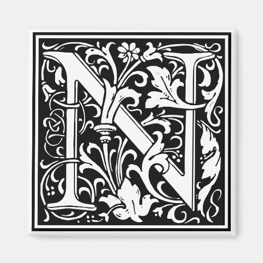 William Morris Alphabet "N" Magnet (Vorne)