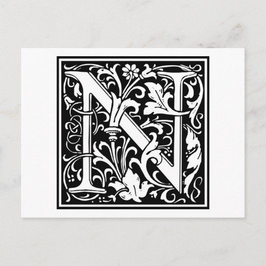 William Morris Alphabet "N" Postkarte (Vorderseite)
