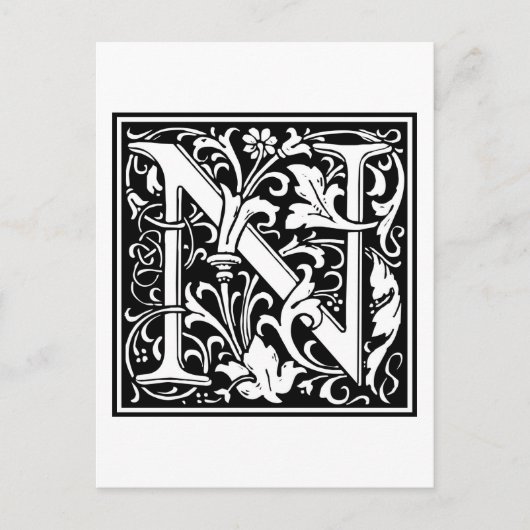 William Morris Alphabet "N" Postkarte (Vorderseite)