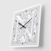 William Morris Alphabet "N" Quadratische Wanduhr (Winkel)