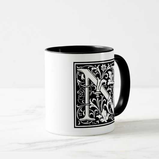 William Morris Alphabet "N" Tasse (VorderseiteRechts)