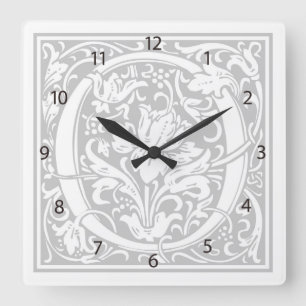 William Morris Alphabet "O" Quadratische Wanduhr