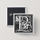 William Morris Alphabet "P" Button (Vorne & Hinten)
