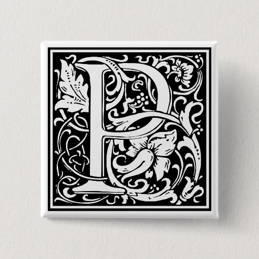 William Morris Alphabet "P" Button (Vorderseite)