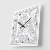 William Morris Alphabet "R" Square Wall Clock Quadratische Wanduhr (Winkel)