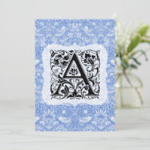 William Morris Alphabet Strawberry Thief Blue Dankeskarte (Stehend Vorderseite)