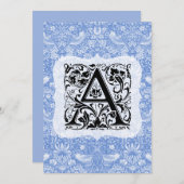 William Morris Alphabet Strawberry Thief Blue Dankeskarte (Vorne/Hinten)