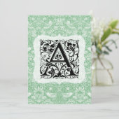 William Morris Alphabet Strawberry Thief Green Dankeskarte (Stehend Vorderseite)