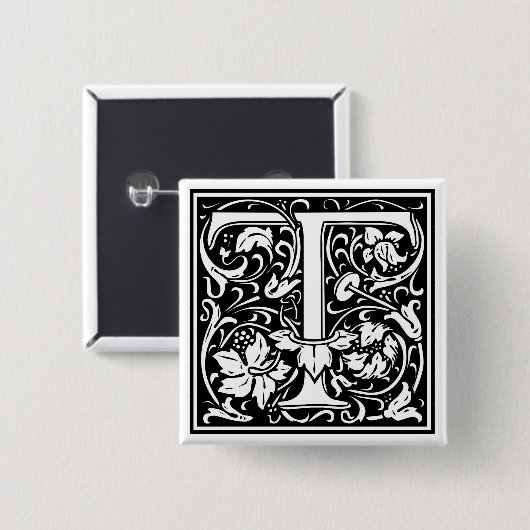 William Morris Alphabet "T" Button (Vorne & Hinten)