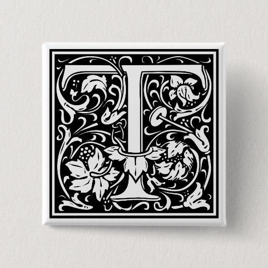 William Morris Alphabet "T" Button (Vorderseite)