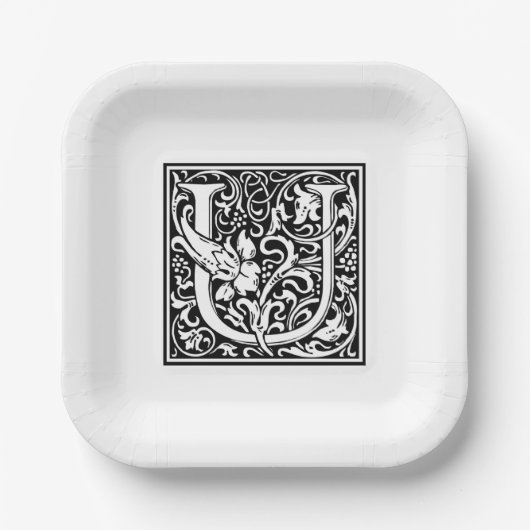 William Morris Alphabet „U“ Pappteller (Vorderseite)