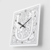 William Morris Alphabet "U" Square Wall Clock Quadratische Wanduhr (Winkel)