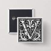 William Morris Alphabet "V" Button (Vorne & Hinten)