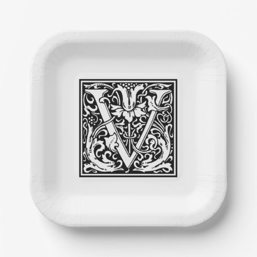 William Morris Alphabet „V“ Pappteller (Vorderseite)