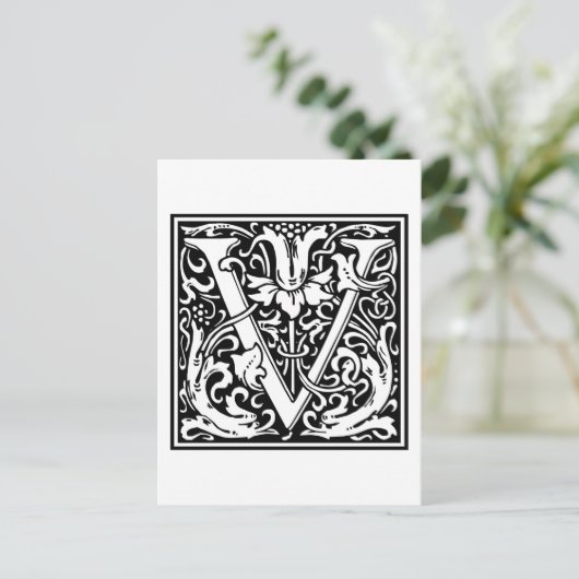 William Morris Alphabet "V" Postkarte (Stehend Vorderseite)