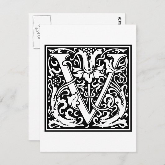 William Morris Alphabet "V" Postkarte (Vorne/Hinten)