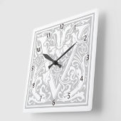 William Morris Alphabet "V" Quadratische Wanduhr (Winkel)