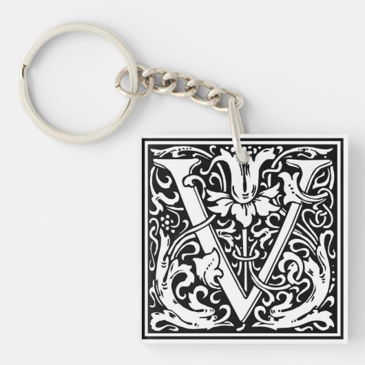 William Morris Alphabet "V" Schlüsselanhänger (Vorderseite)