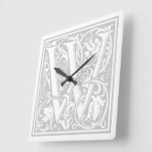 William Morris Alphabet "W" Quadratische Wanduhr (Winkel)