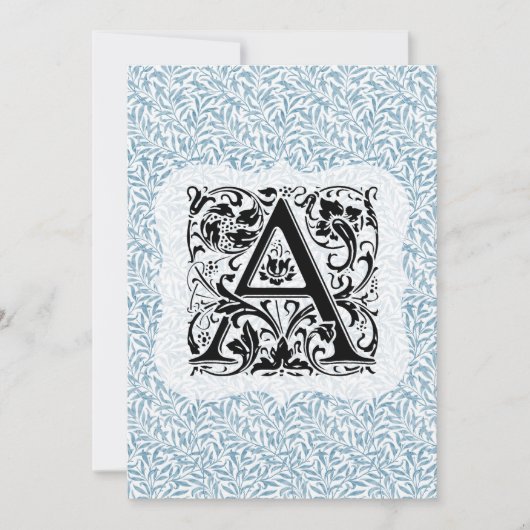 William Morris Alphabet Willow Bough Blue Dankeskarte (Vorderseite)