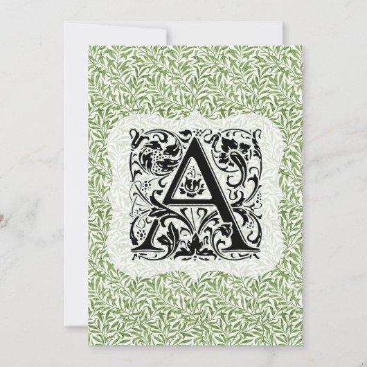 William Morris Alphabet Willow Bough Green Dankeskarte (Vorderseite)