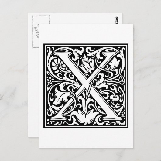 William Morris Alphabet "X" Postkarte (Vorne/Hinten)