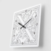 William Morris Alphabet "X" Square Wall Clock Quadratische Wanduhr (Winkel)