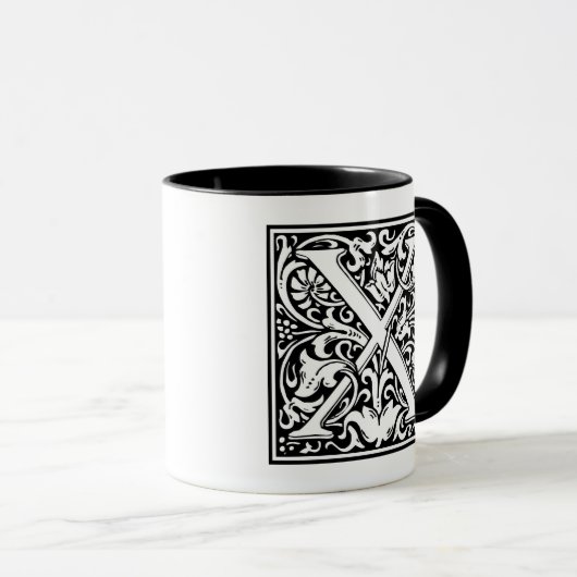 William Morris Alphabet "X" Tasse (VorderseiteRechts)