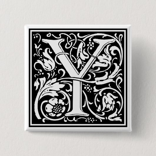 William Morris Alphabet "Y" Button (Vorderseite)