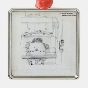 William Morris an seinem Webstuhl, Karikatur Silbernes Ornament