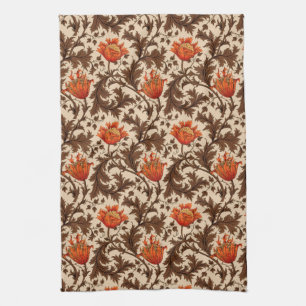 William Morris Anemone, Beige, Brown & Rust Orange Geschirrtuch