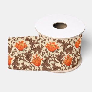 William Morris Anemone, Beige, Brown & Rust Orange Ripsband