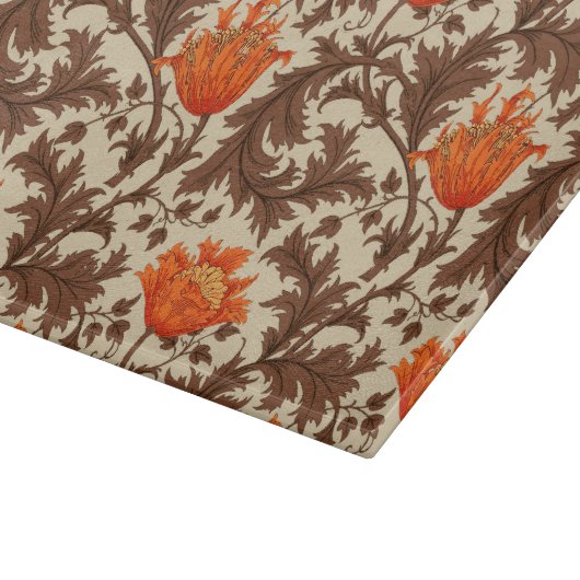 William Morris Anemone, Beige, Brown & Rust Orange Schneidebrett (Ecke)