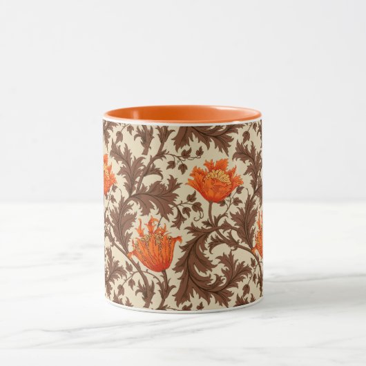 William Morris Anemone, Beige, Brown & Rust Orange Tasse (Zentrum)