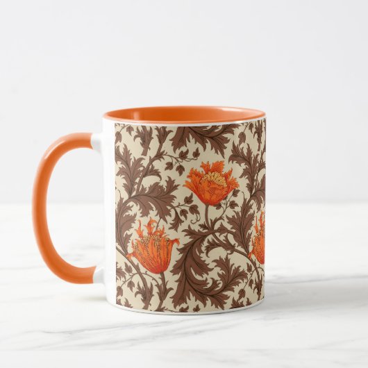 William Morris Anemone, Beige, Brown & Rust Orange Tasse (Links)