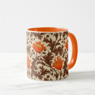 William Morris Anemone, Beige, Brown & Rust Orange Tasse
