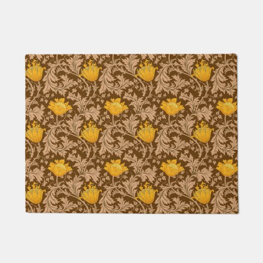 William Morris Anemone, Brown and Mustard Gold Fußmatte (Vorderseite)