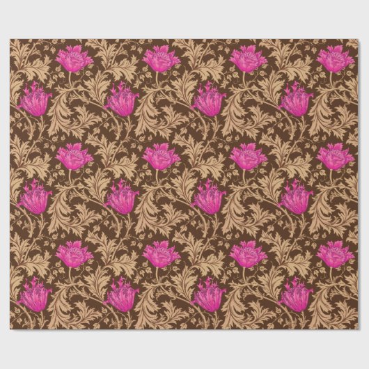 William Morris Anemone, Brown und Fuchsia Pink Geschenkpapier (Flach)