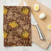 William Morris Anemone, Brown und Mustard Gold Geschirrtuch (Viertel Falte)