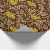 William Morris-Anemone, Brown und Senf-Gold Geschenkpapier (Ecke)