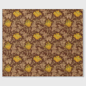 William Morris-Anemone, Brown und Senf-Gold Geschenkpapier (Flach)
