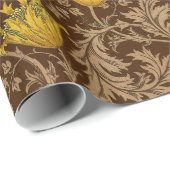 William Morris-Anemone, Brown und Senf-Gold Geschenkpapier (Rolleneckpunkt)