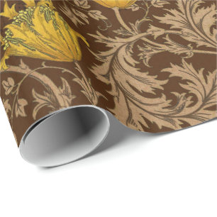 William Morris-Anemone, Brown und Senf-Gold Geschenkpapier