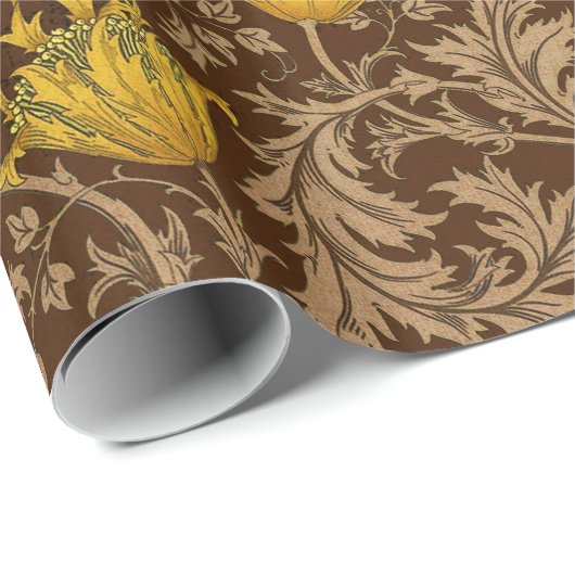 William Morris-Anemone, Brown und Senf-Gold Geschenkpapier (Rolleneckpunkt)