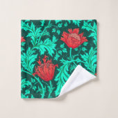 William Morris Anemone, Deep Red und Türkis Badhandtuch Set (Waschlappen)