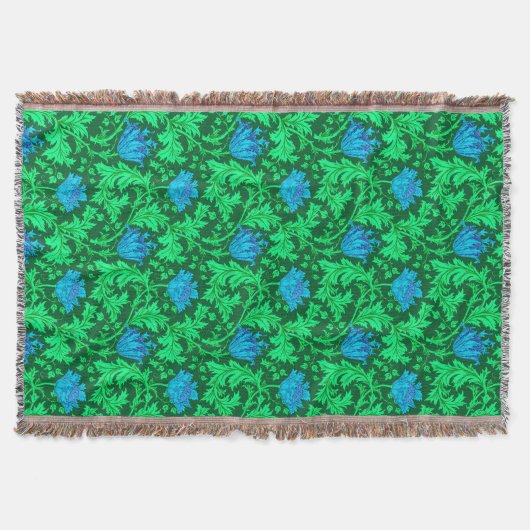 William Morris Anemone, Emerald Green & Turquoise Decke (Vorderseite)