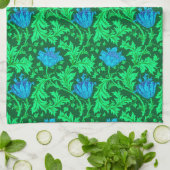 William Morris Anemone, Emerald Green und Blue Geschirrtuch (Gefaltet)