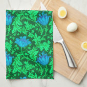 William Morris Anemone, Emerald Green und Blue Geschirrtuch (Viertel Falte)