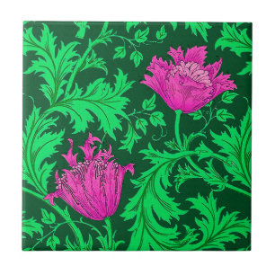 William Morris Anemone, Emerald Green und Fuchsia Fliese